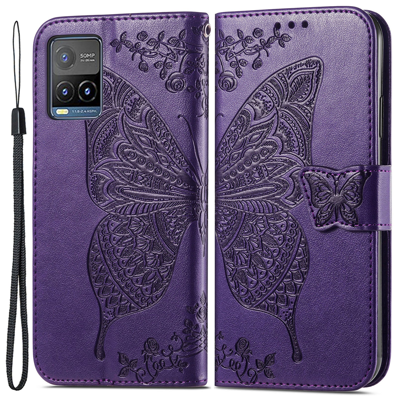 For vivo Y21 Y21s Y33s Anti-drop PU Leather Phone Case Imprinted Butterfly Pattern Stand Wallet Cell Phone Cover For vivo Y21 Y21s Y33s Anti-drop PU Leather Phone Case Imprinted Butterfly Pattern Stand Wallet Cell Phone Cover
